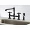Kingston Brass English Country 8" Bridge Kitchen Faucet W/ Sprayer, Black KS7270AXBS - alternate 4